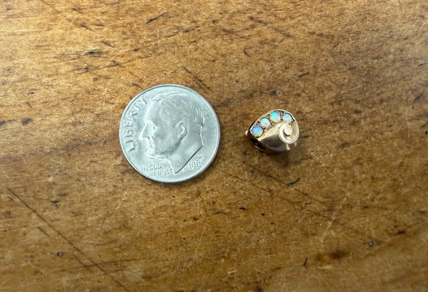 Antique Victorian Era 14k Yellow Gold & Opal Slide Pendant Charm
