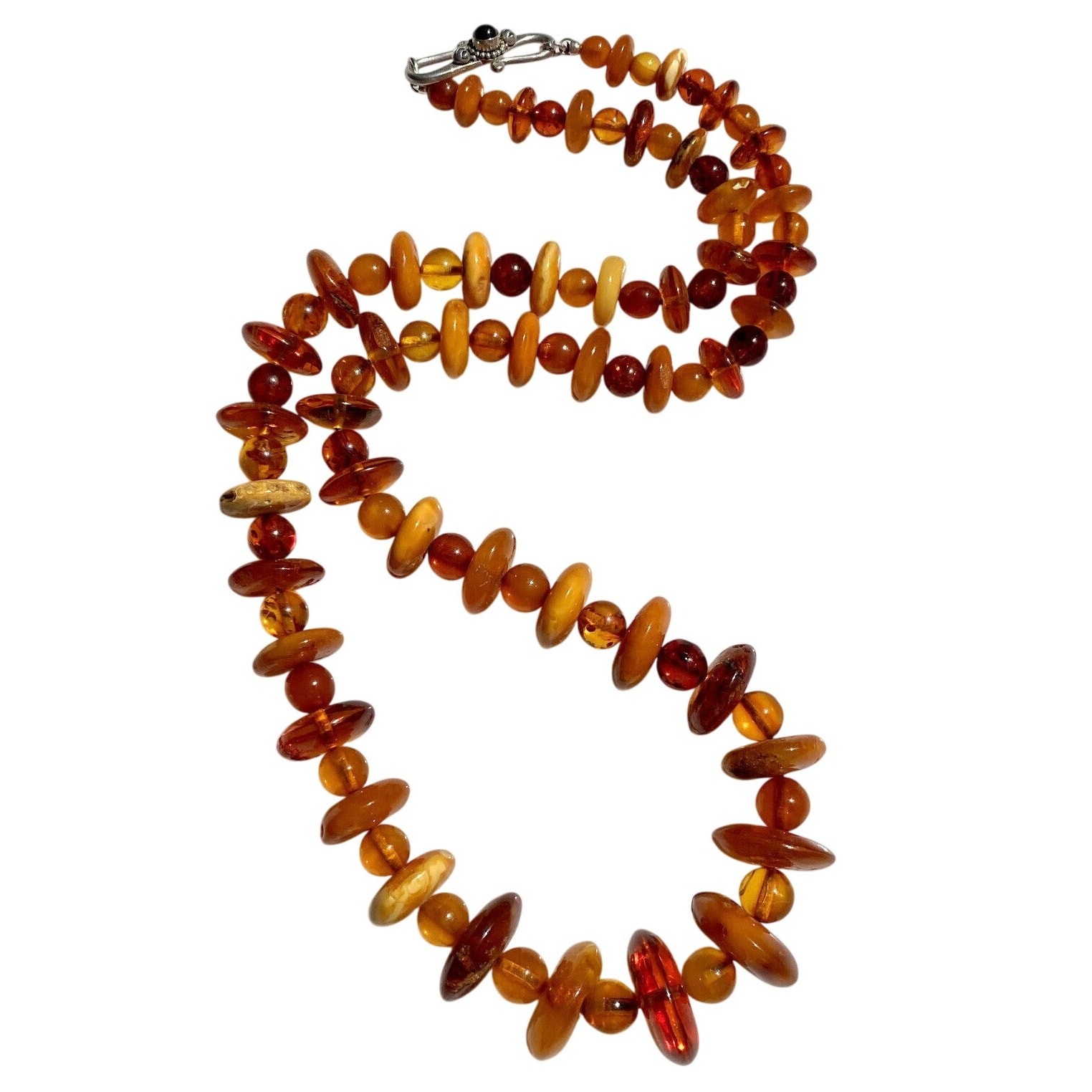 VTG BALTIC HONEY COGNAC BUTTERSCOTCH AMBER GRADUATED BEAD NECKLACE 64 GRAMS 27″