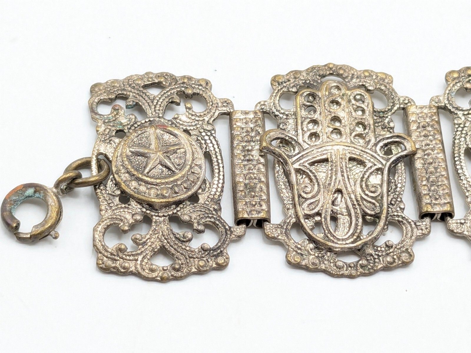 Vintage Souvenir De Maroc Brass Filigree Bracelet