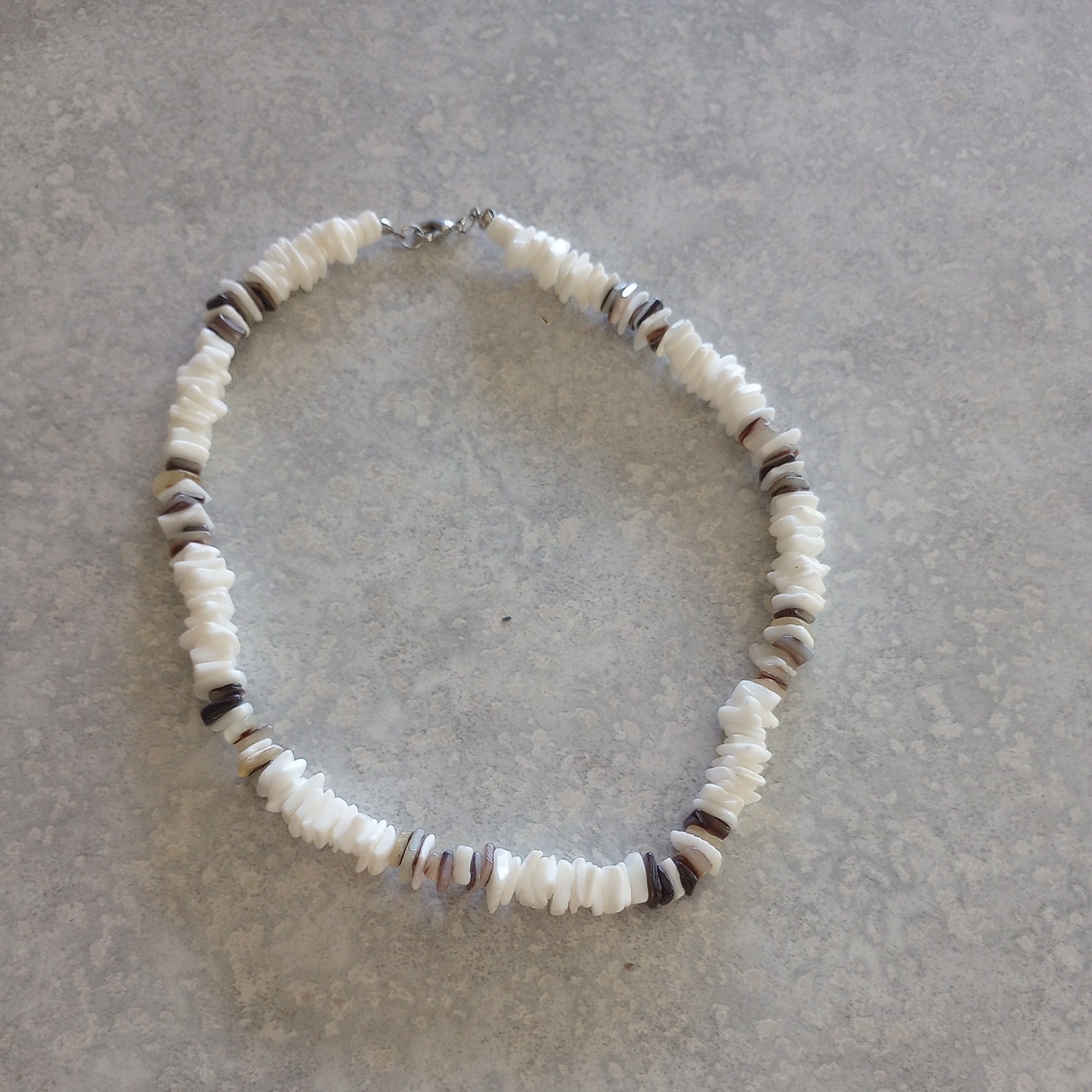 Set of Authentic Puka Shell Choker Necklaces, White & Brown & Black Shell Chips