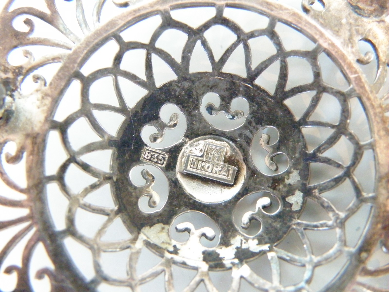 Antique 835 Silver Germany WMF Ikora Large Filigree Brooch Pin