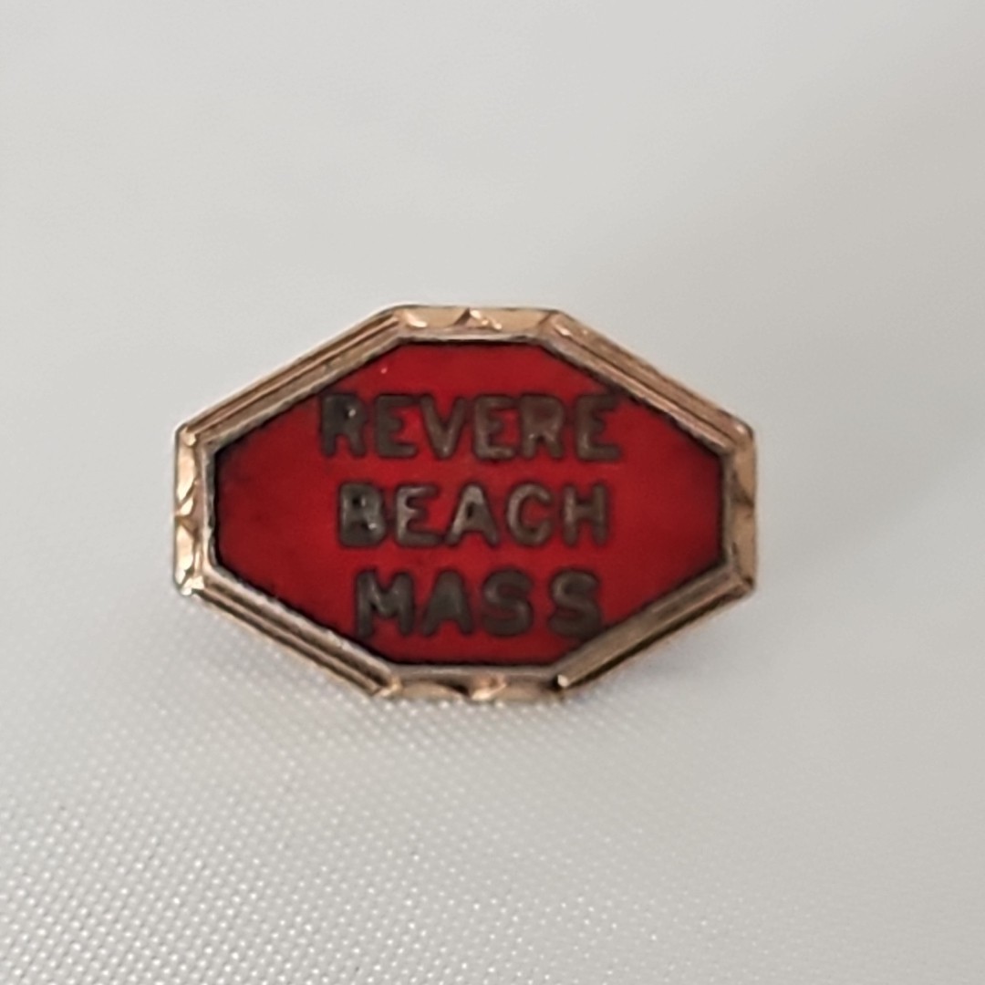 Vintage Enamel Red REVERE BEACH Massachusetts Tiny Souvenir Pin