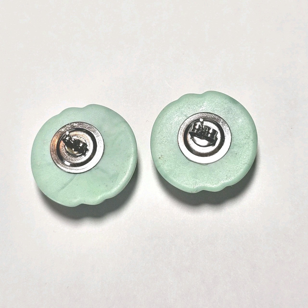 Vintage 80s/90s Light Teal Round Pierced Earrings