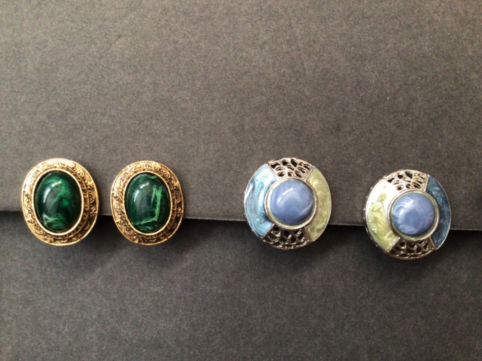 Lot of 4 Vintage Unbranded Mod Retro Rhinestone Clip On Earrings 60s 70s 80s