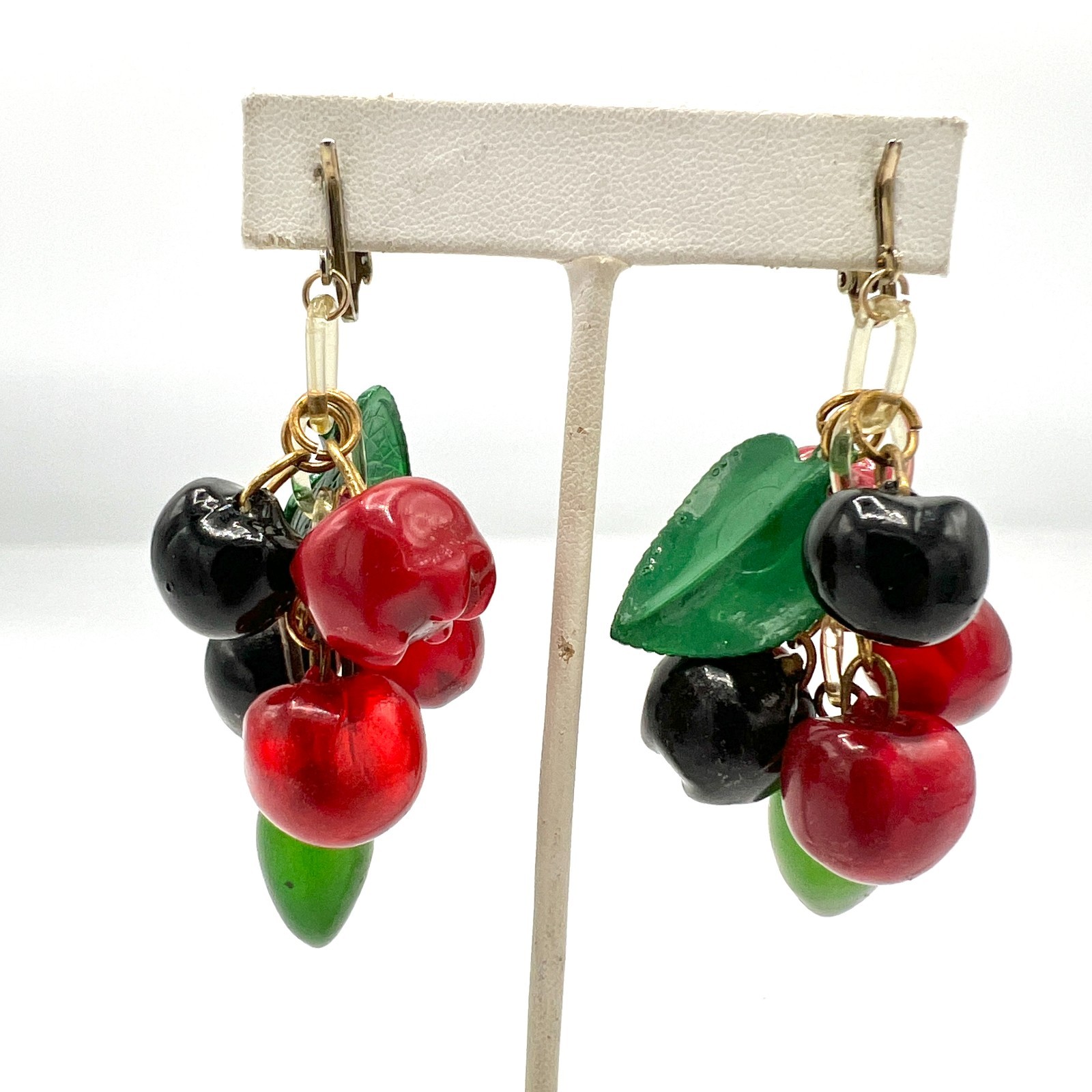 Anka Celluloid Mixed Fruit Necklace & Earring Set Vintage Stock 1920s Fruit