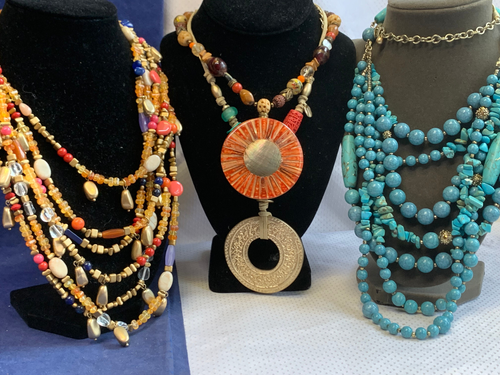 Chico’s Costume Jewelry Lot Necklaces Beaded Earthtones Layering Pieces