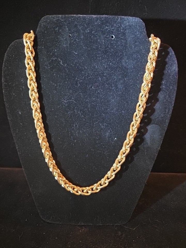 Vintage Monet Rope Chain Necklace Gold Tone, 36″ long 8.4mm Thick