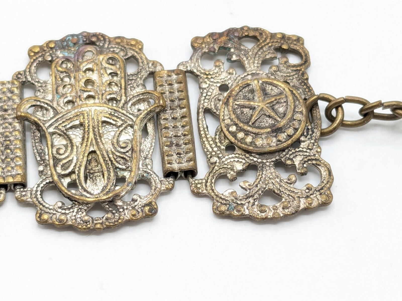 Vintage Souvenir De Maroc Brass Filigree Bracelet