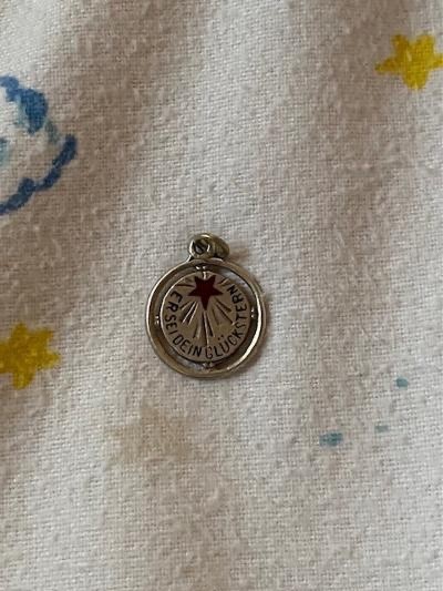 RARE Vintage Austrian German Silver Enamel Lucky Shooting Star Charm Gluckstern