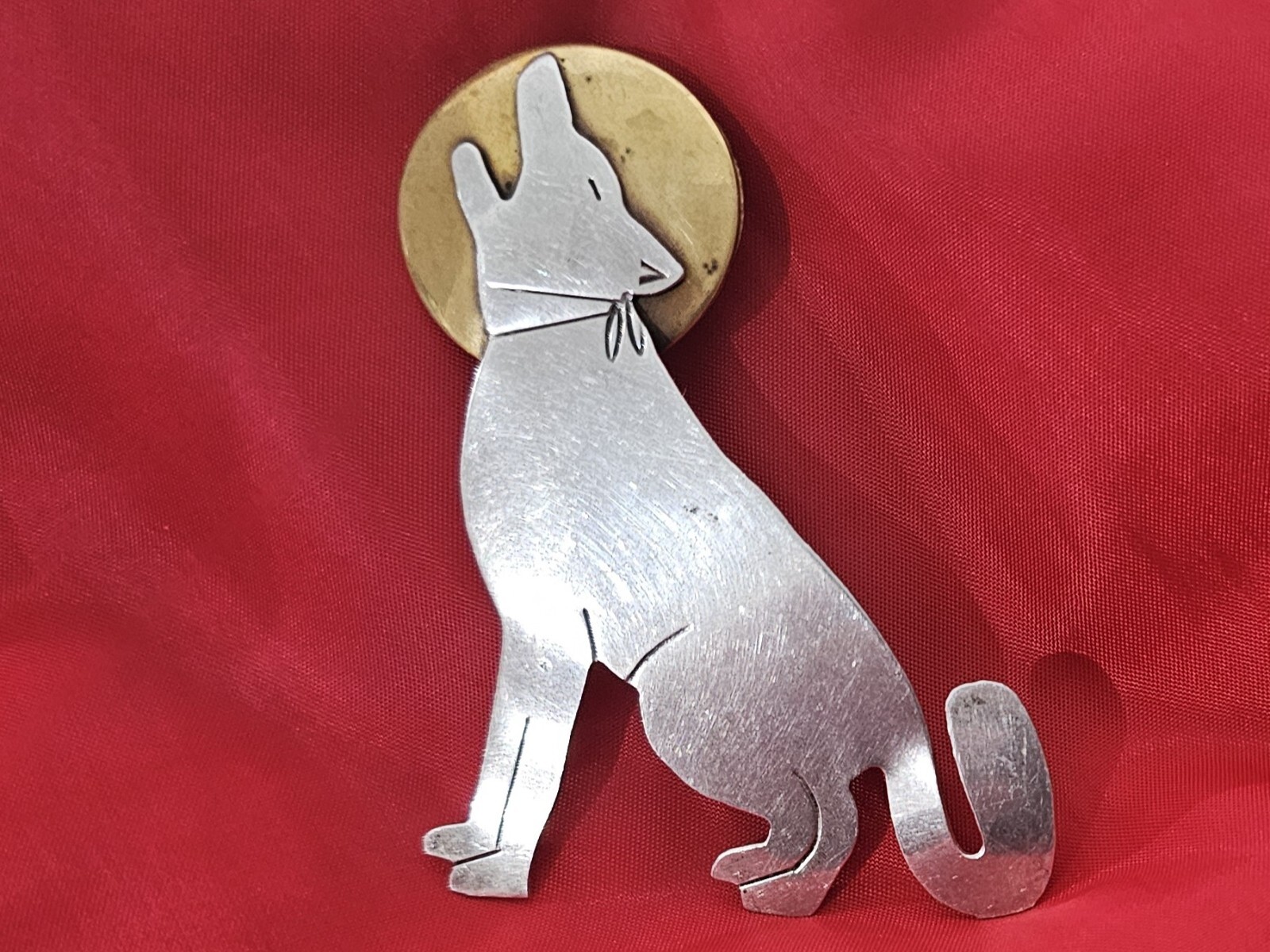 BEN J CHAVEZ Sterling & Brass Southwestern Vintage Large Brooch/pendant 3″