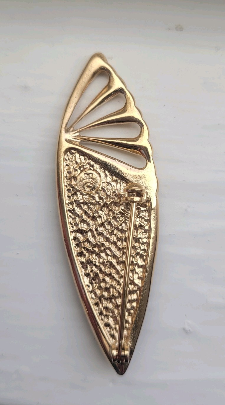 Ataahua Paua Shell Brooch Pin Gold Plated New Zealand Beautiful Vintage