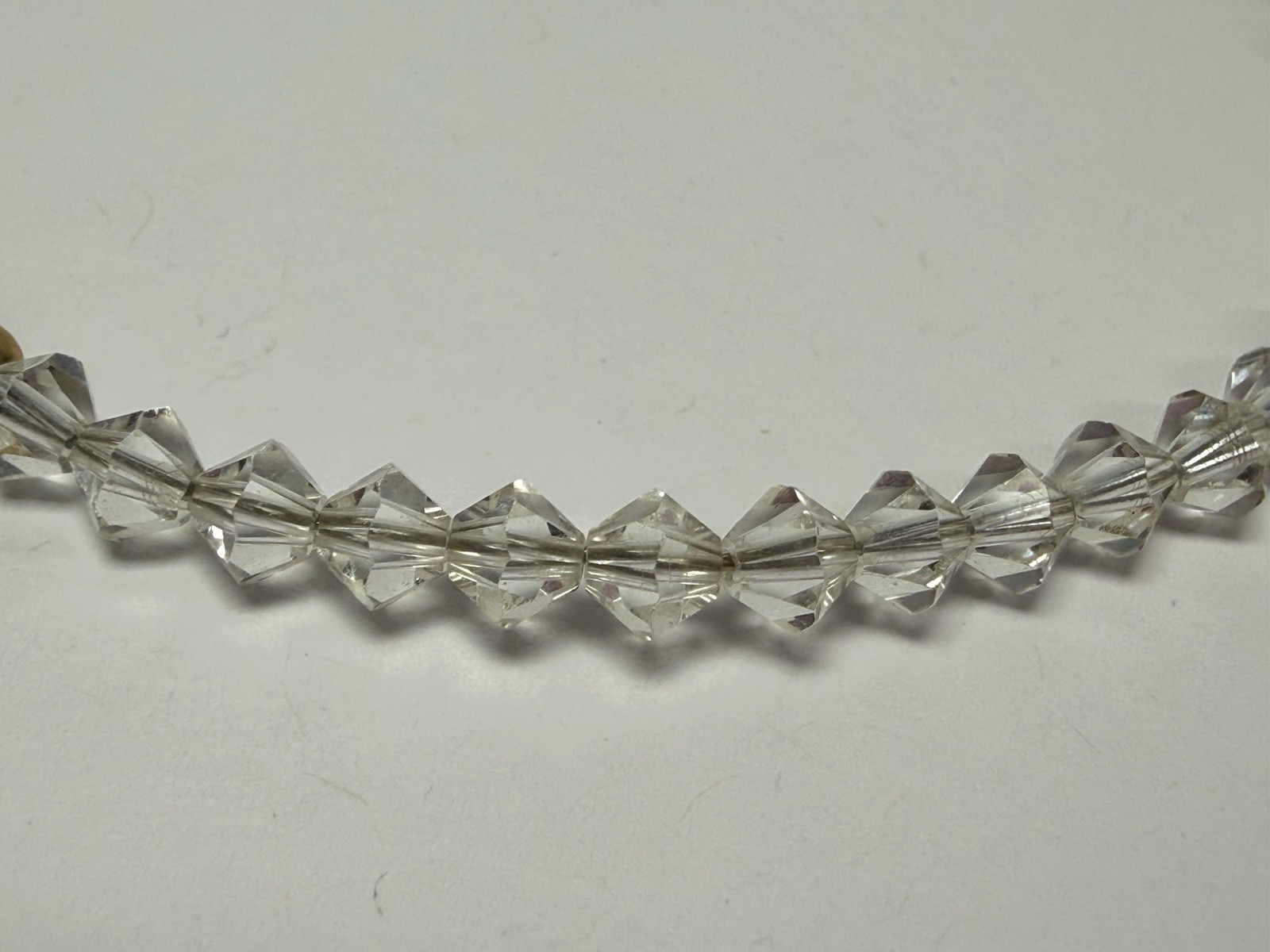 Vintage 14K Gold Bicone Black Clear Crystal Beaded 7” Bracelet