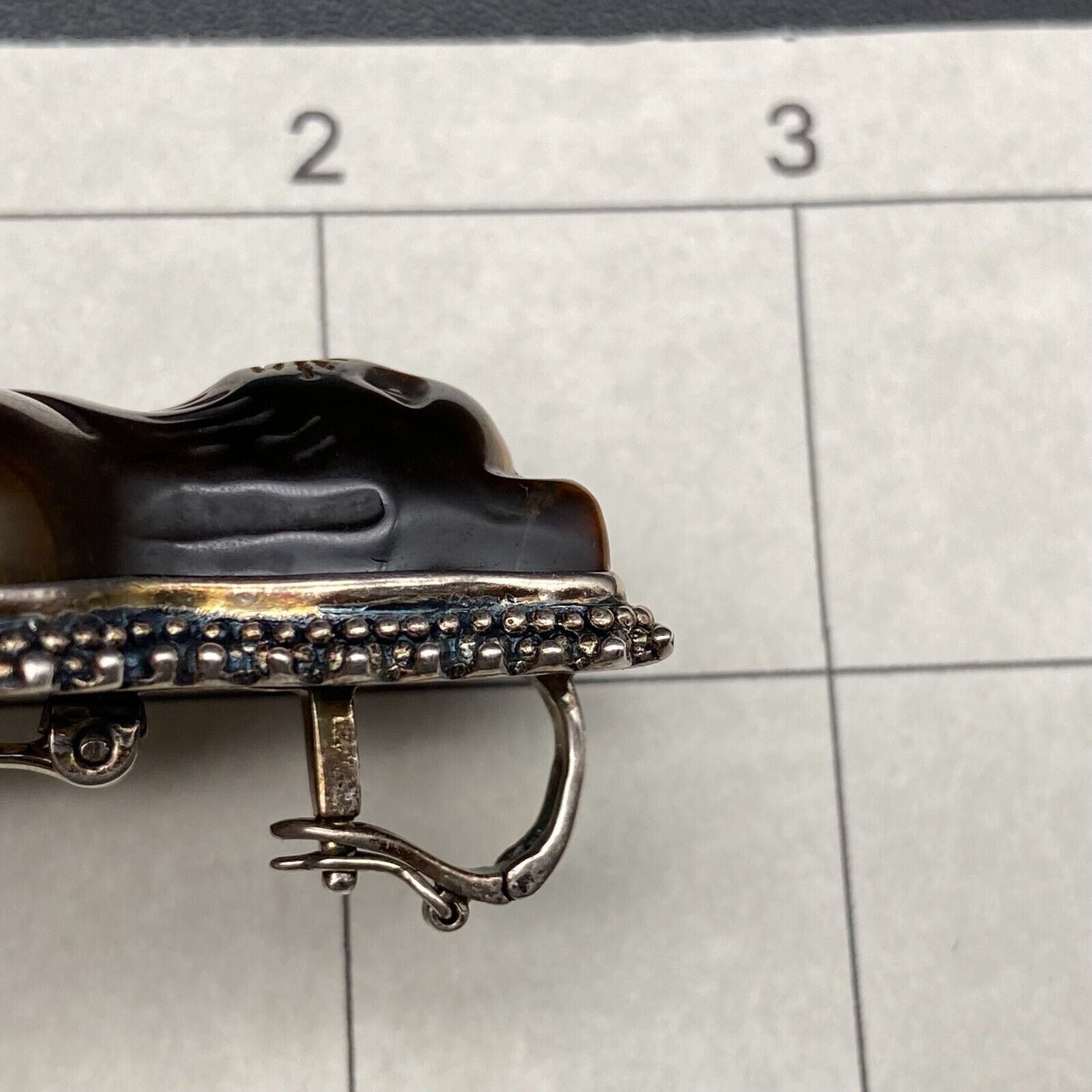 Huge AKR Amy Kahn Russell Cat Tiger Eye Sterling Silver Pendant Pin Brooch