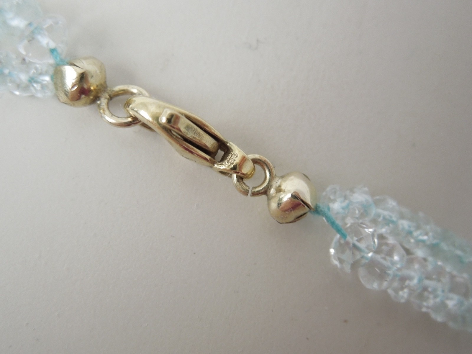 Aquamarine Necklace 375 Gold 2 Strand Faceted Rondelle 19,1 g/45 cm/Ø 0,3-0,4cm
