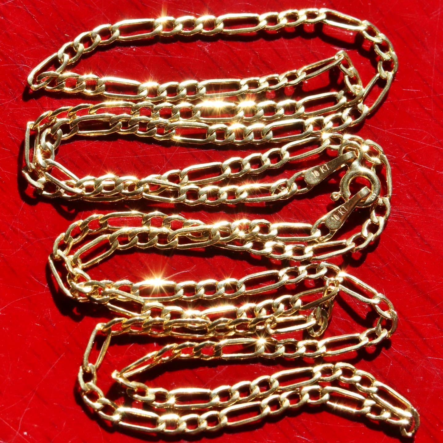 10k yellow gold necklace 24.0″ Figaro link chain vintage handmade 2.23gr