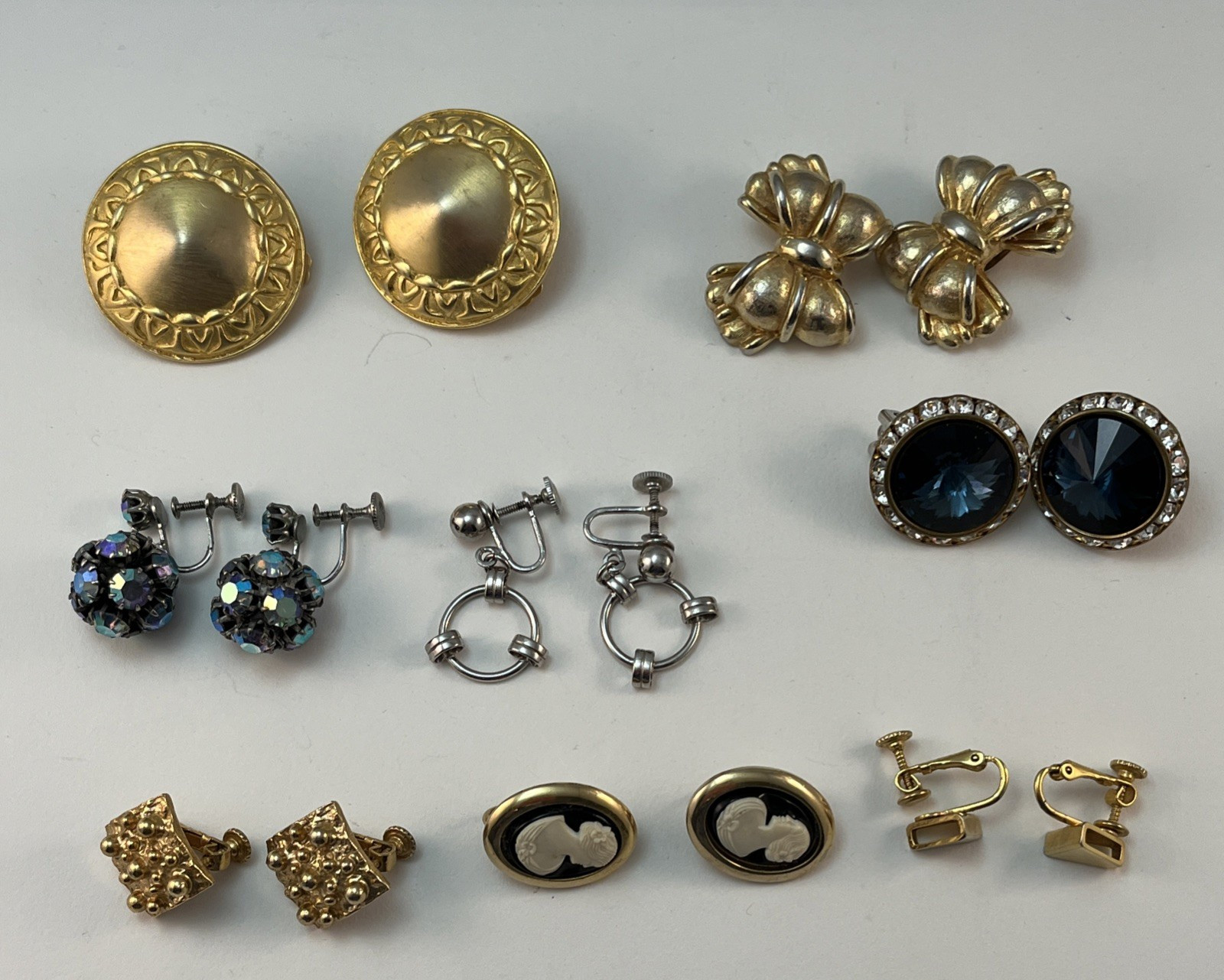 Vintage LOT of 8 Pair Clip-On Screwback Earrings Weiss Gay Boyer Napier Lazuli