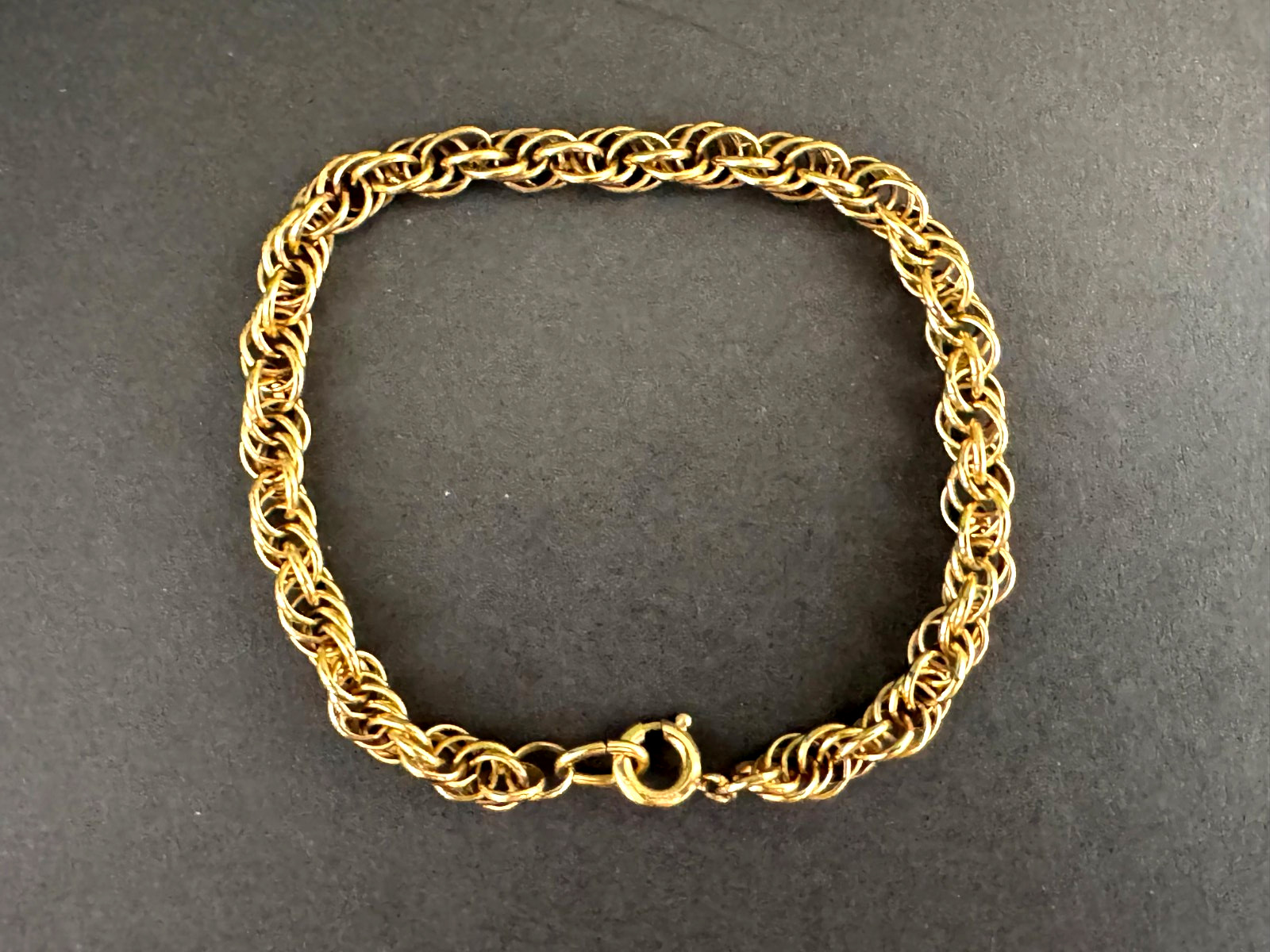 VTG Signed 1/20 12K Yellow Gold Filled Twisted Rope Chain Bracelet MCM 7 1/4”
