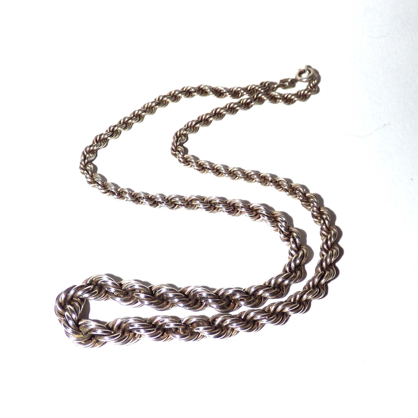 Vintage Italian 925 Sterling Silver Graduated Rope Chain Necklace 45cm 16g