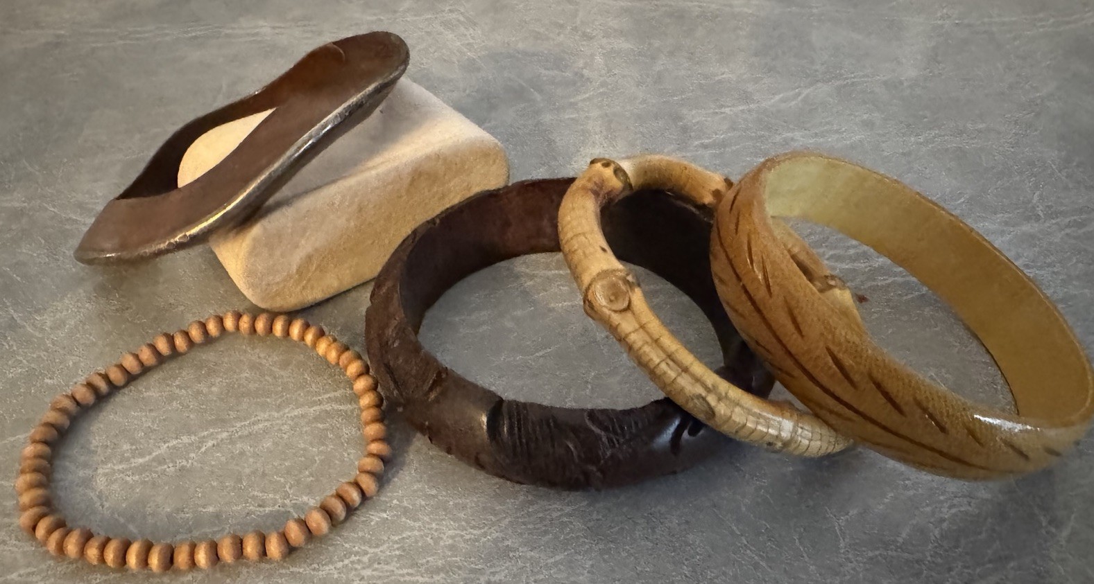 5 Vintage Ethnic Style Wooden Style Bracelets Bangles Unique Lot BoHo Western