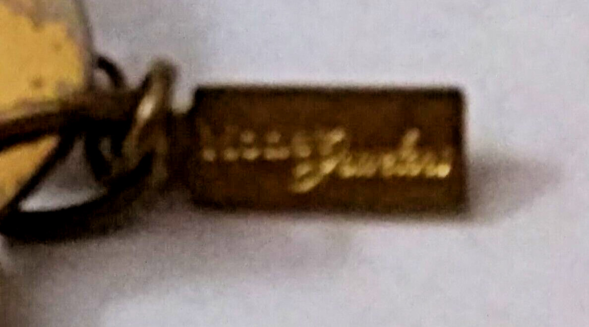 Vintage Monet Jewelers (1940s?)Goldtone Articulated Bracelet w/Safety Chain.RARE