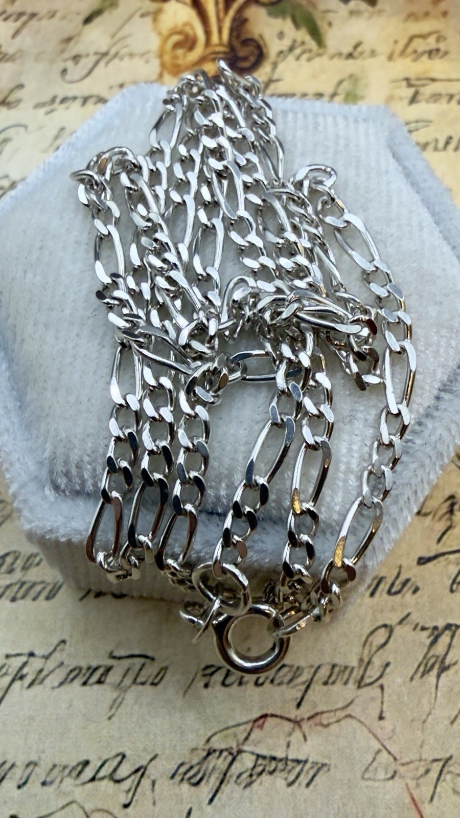 Delightful 925 Sterling Silver Vintage Figaro Chain- 18.75″ – #2023