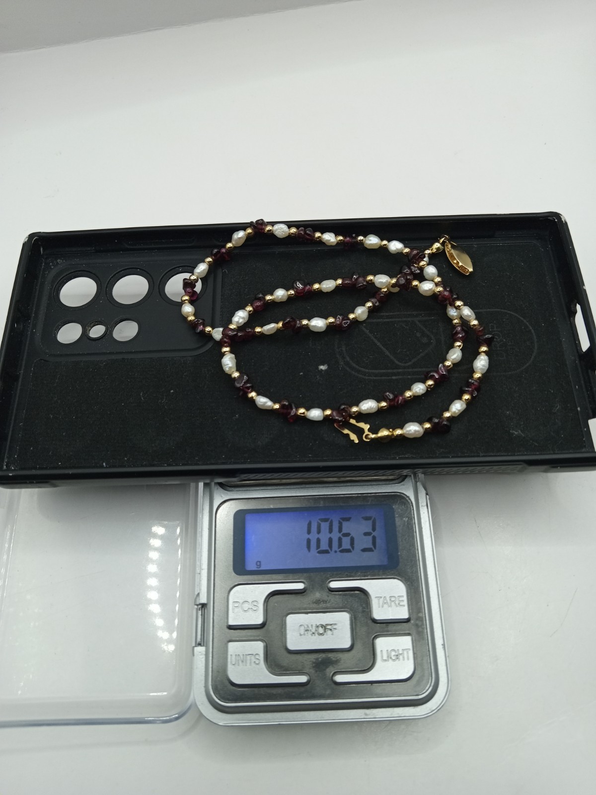 Natural Garnet Freshwater Pearl Necklace 45cm 11g Vintage Gemstone Jewelry Gift