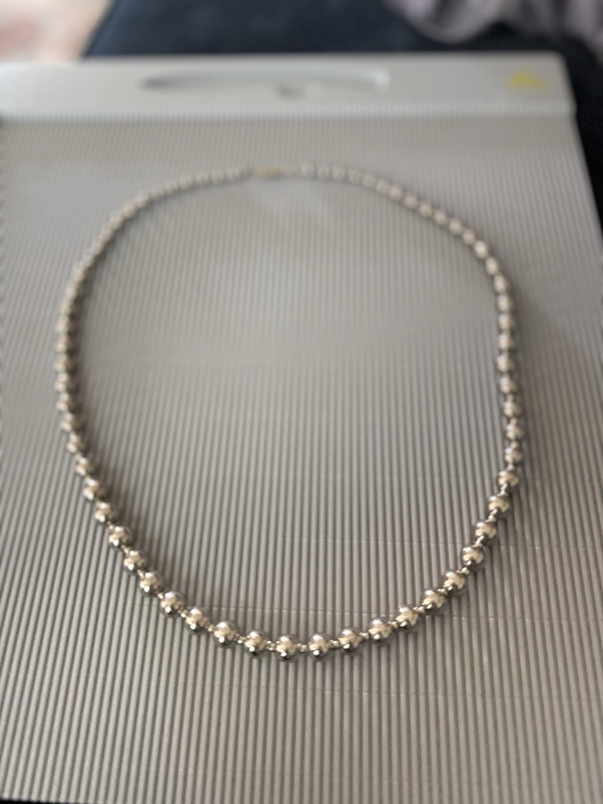 MCM Vintage Silver Tone Graduated Metal Bead Necklace Unsigned 24 Inches Unknown