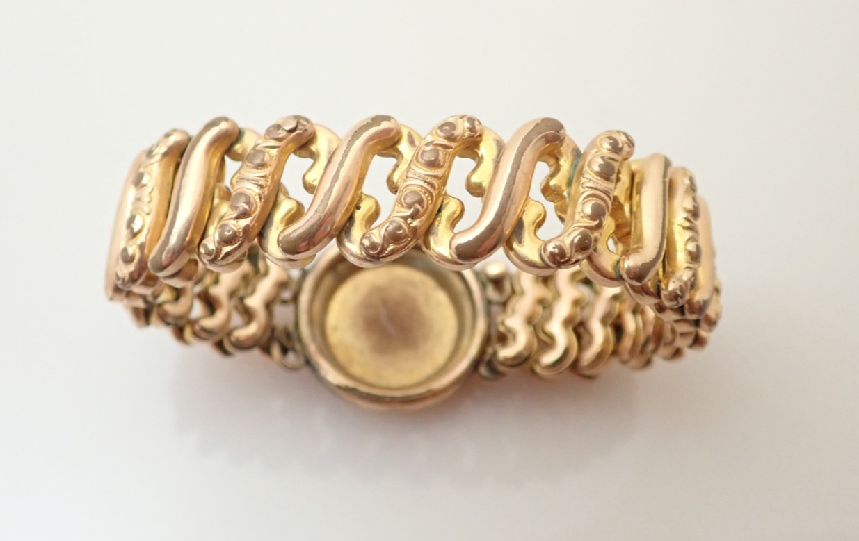 Antique Gold Filled Sweetheart Expansion Expandable Stretch Bracelet 28.5g