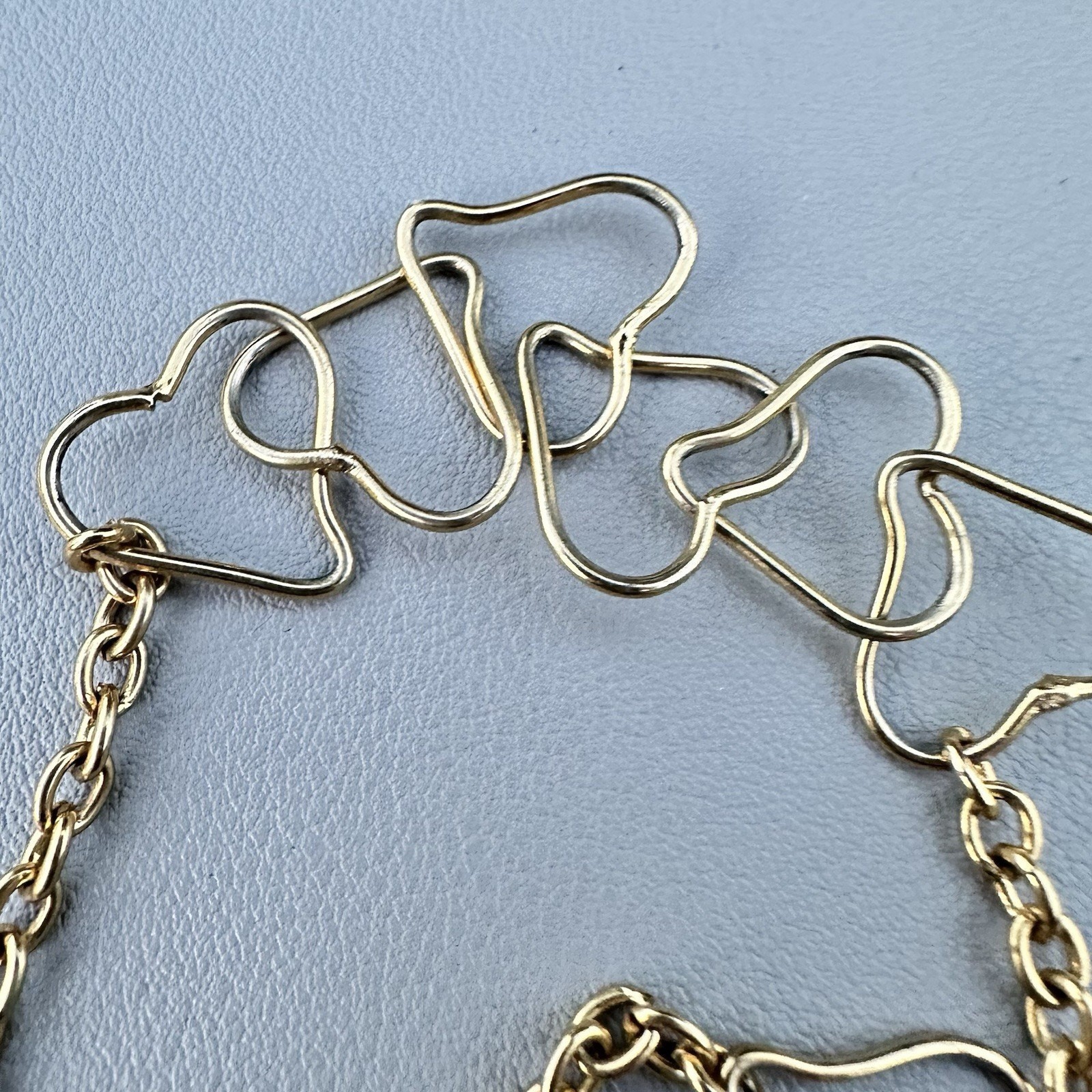 Heart Necklace Chain Gold Tone Open Link Long Love Layering Gwen Vintage 30”