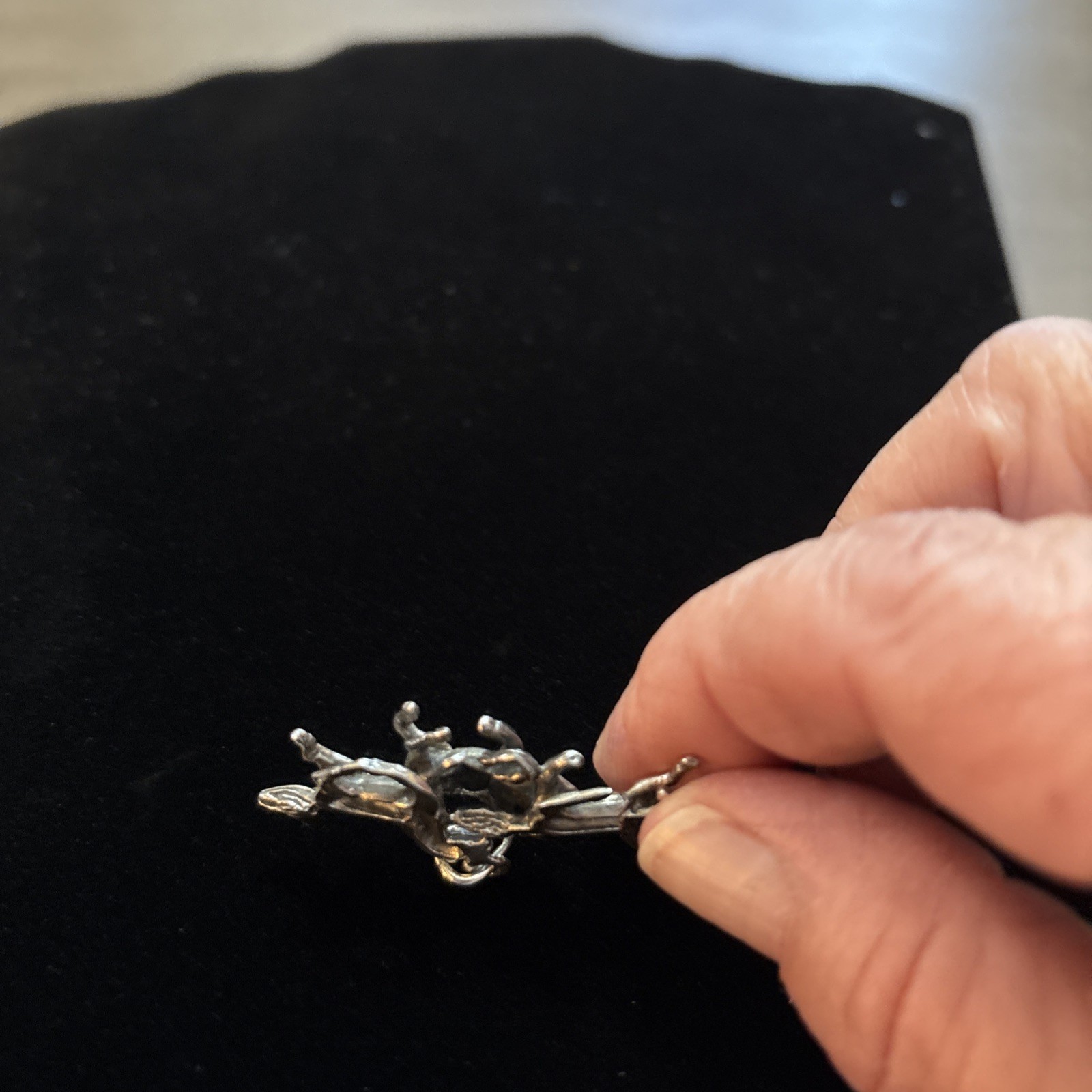 Vintage 925 Sterling Silver Running Horses Pendant 3D