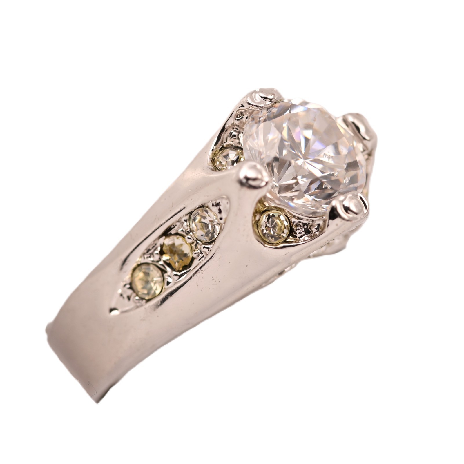 Antique Original Vintage Deco Designer Silver Moissanite Gemstone Estate Ring