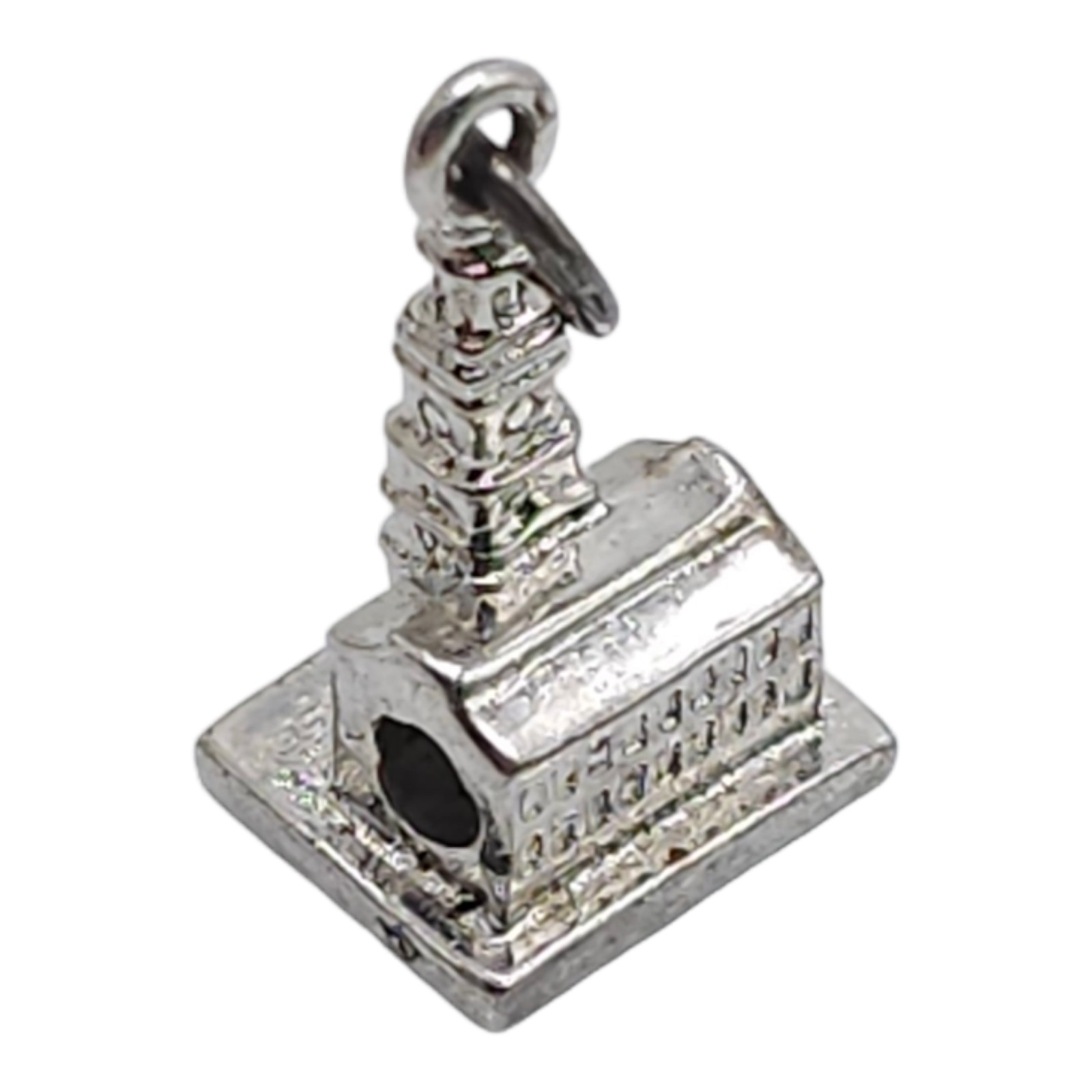 Independence Hall Dangle Drop Charm Pendant Silver Tone Vintage