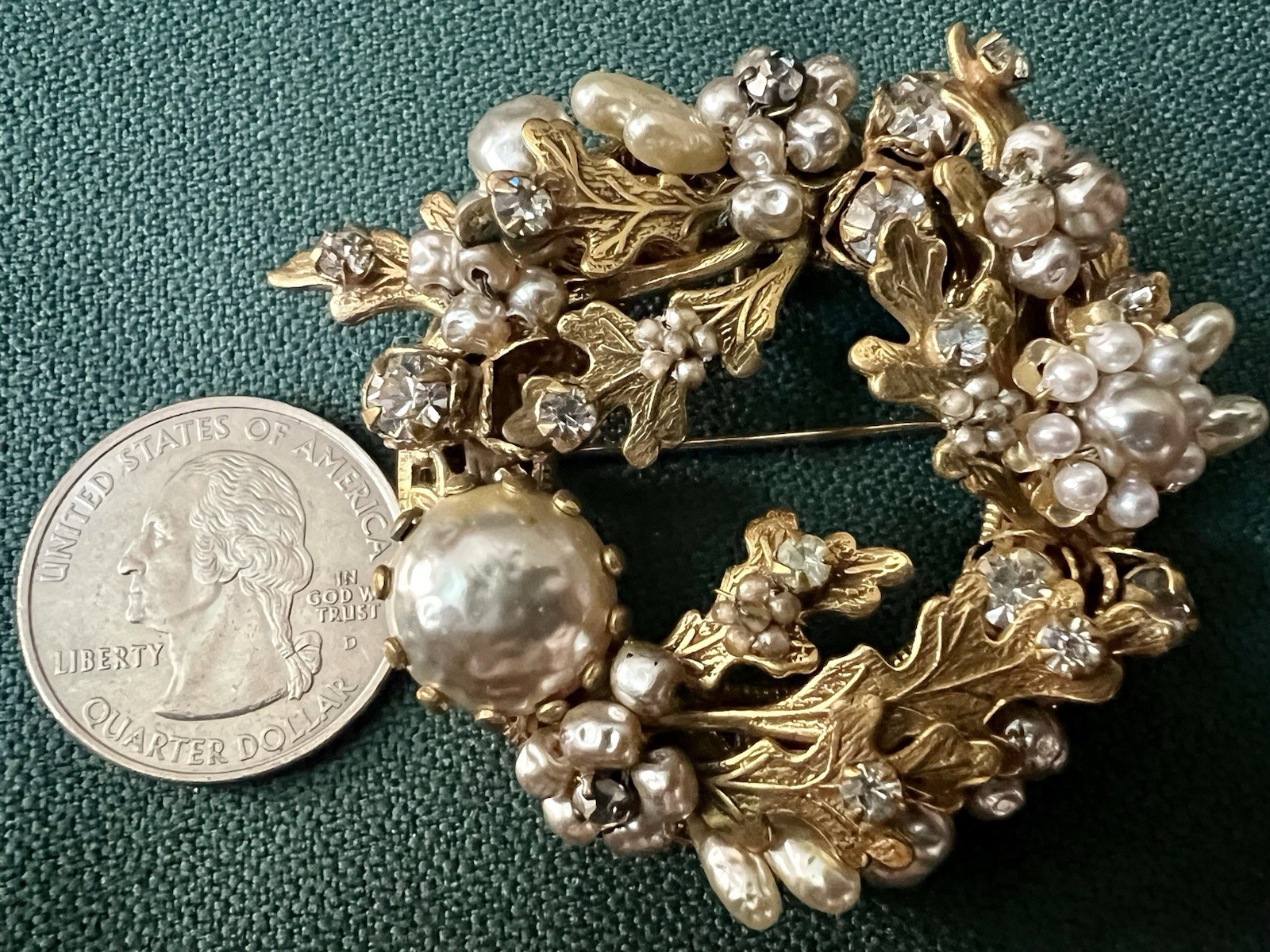ORIGINAL BY ROBERT STUNNING PEARL RHINESTONE VTG BROOCH PENDANT MINTY CONDITION