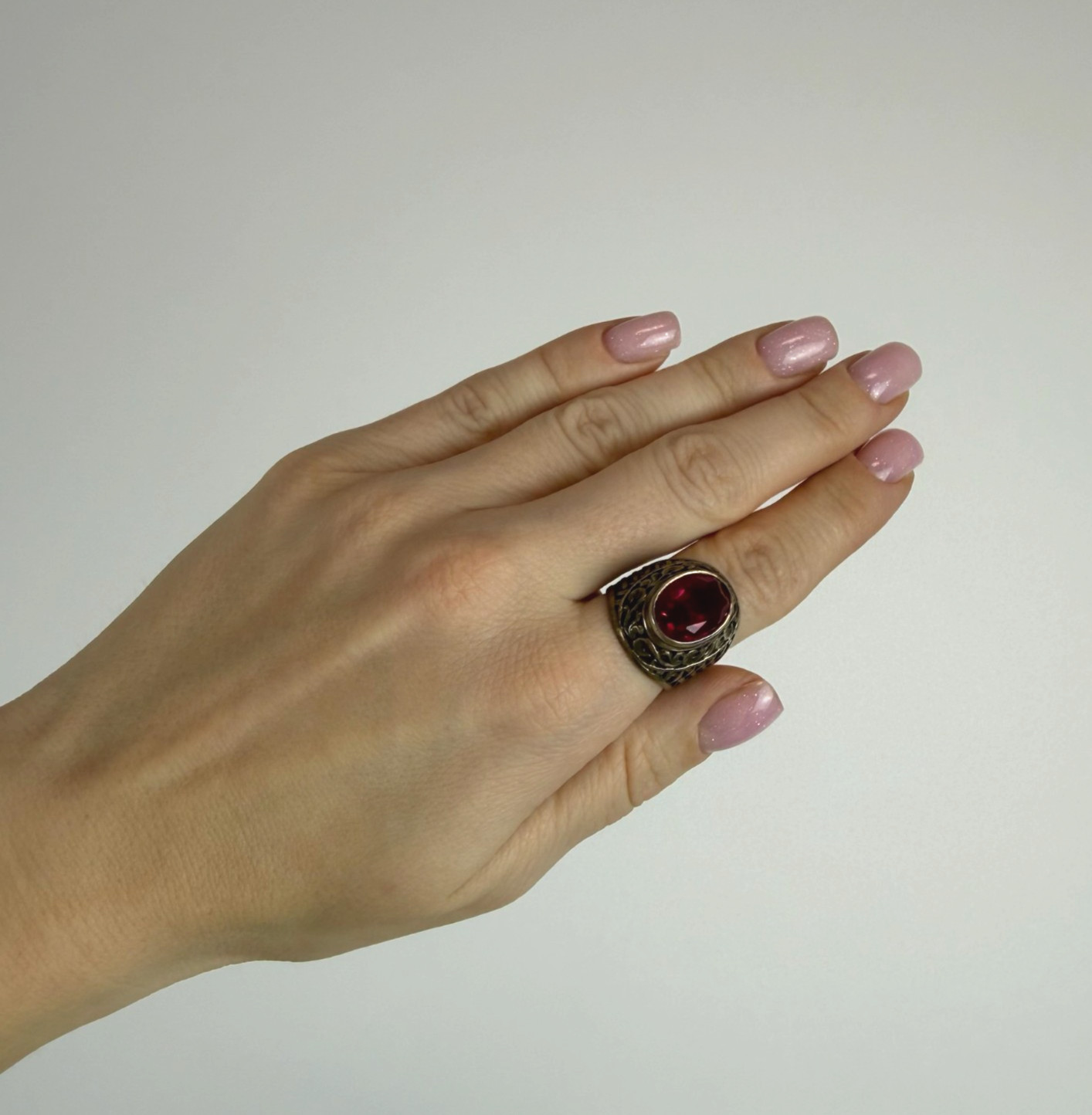 Vintage Soviet RING Silver 875 mark Star USSR, Women’s jewelry Pink size 7