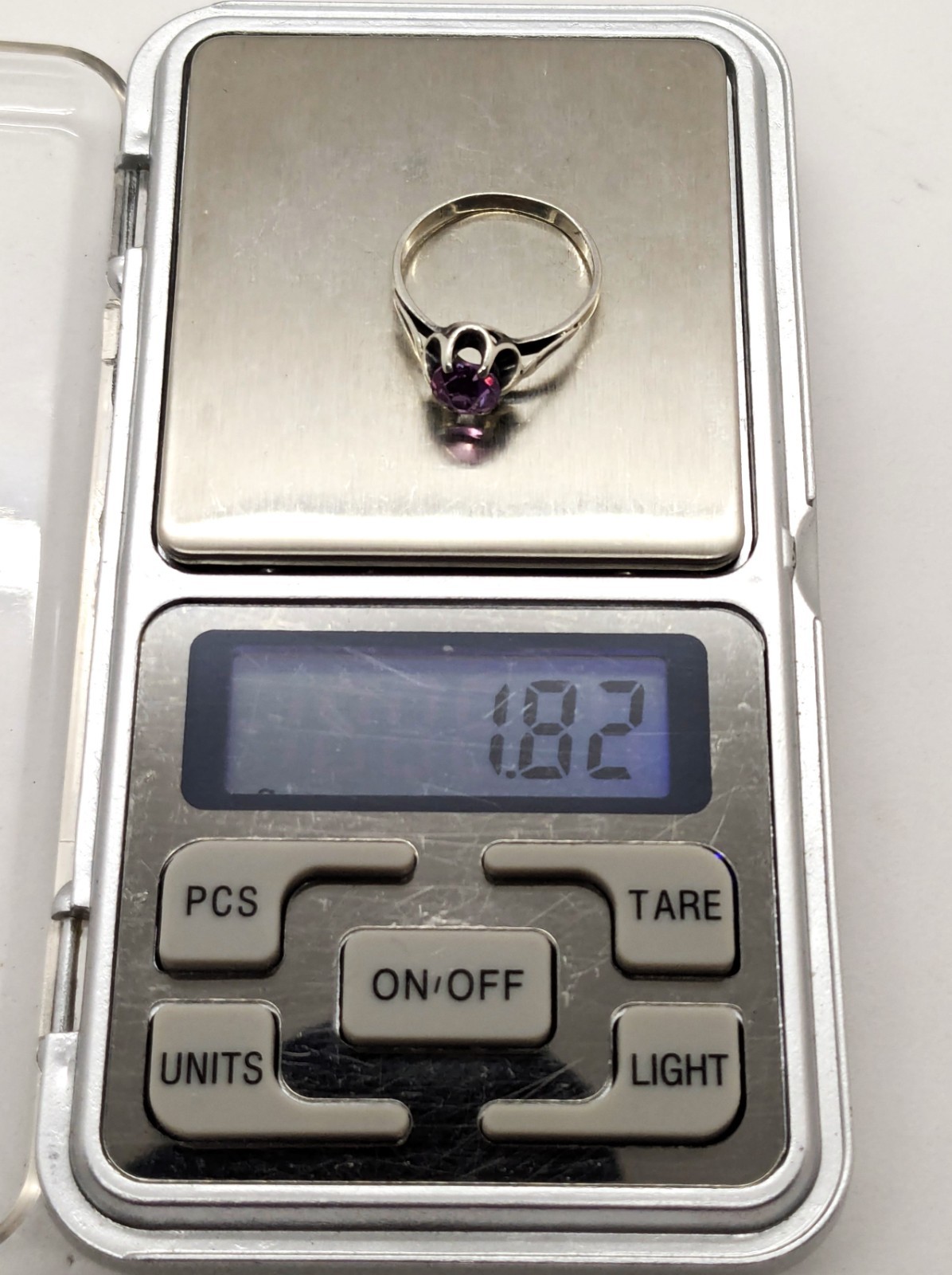 Vintage Soviet RING Silver⭐875 stamp Star with AMETHYST Stone -size: 7.25US| #11