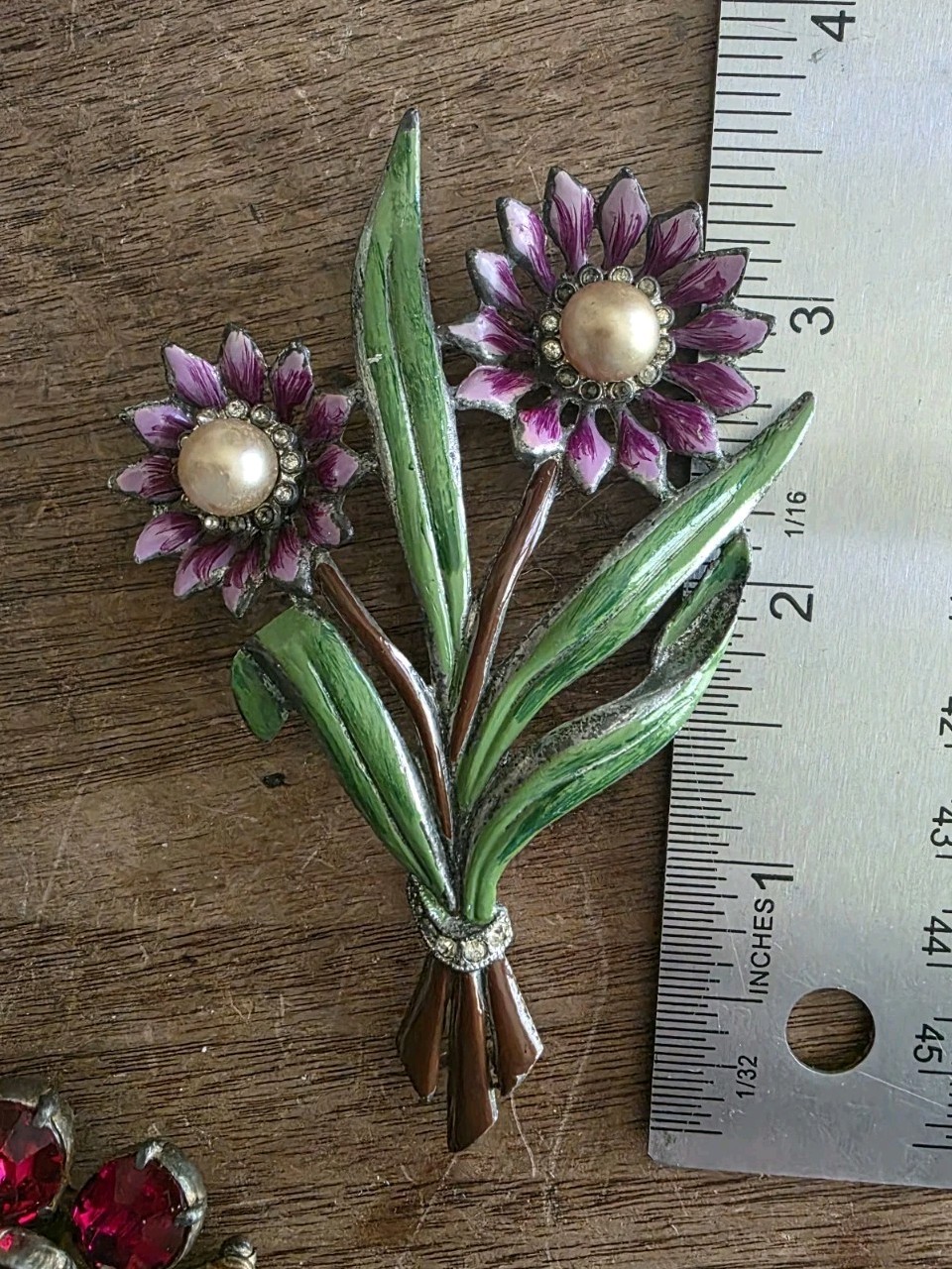 Vintage Pot Metal Flower Brooch Unsigned Coro