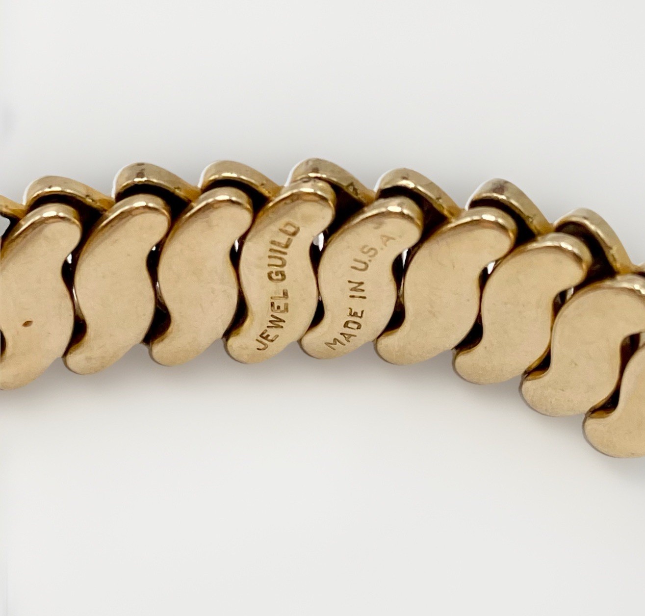 WWII Sweetheart Heart Expansion Bracelet Jewel Guild Gold Filled Rhinestone