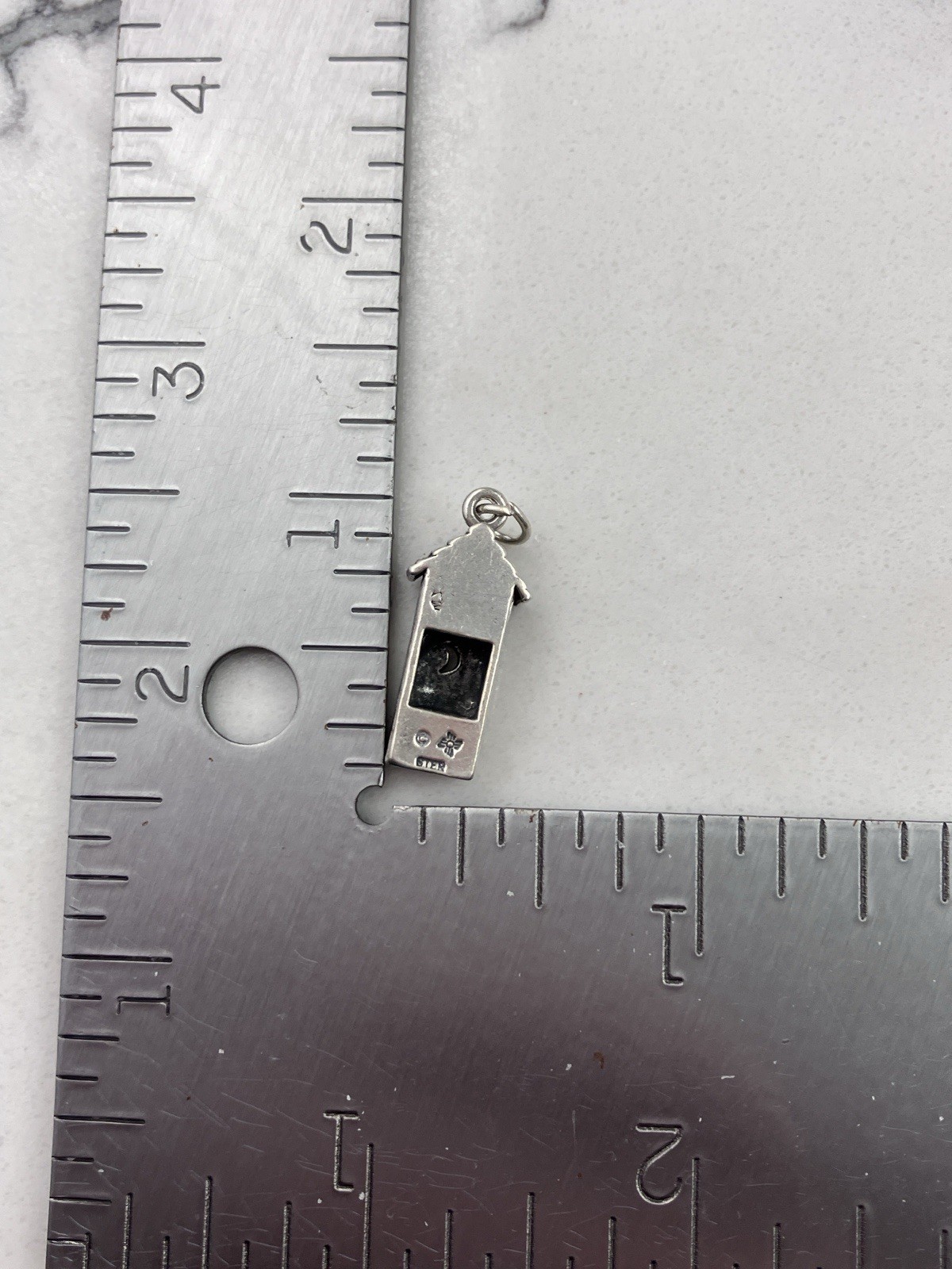 Vintage 925 Sterling Silver Person In Outhouse 3D Novelty Charm Pendant