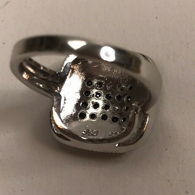 Vintage Sterling Silver Ring 925 DBJ Marcasite Diamond Pave Square Decco Sz 6
