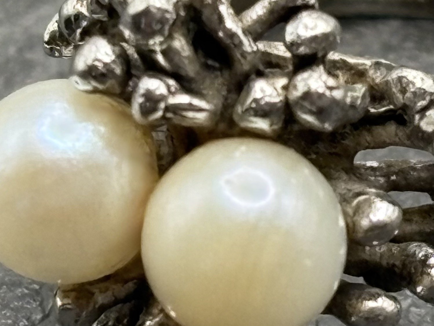 ESPO Joseph Esposito Brutalist Sterling Silver 925 Modernist Pearl Ring Size 5.5