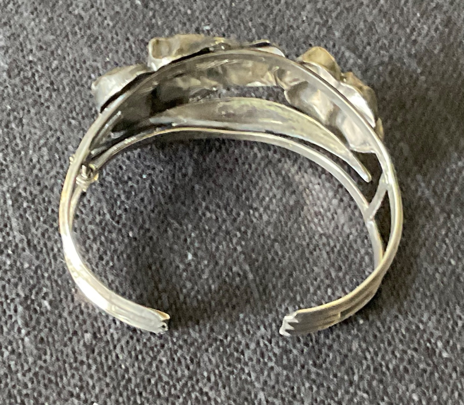 Sterling Silver Pansy Flower Wide Cuff Bracelet