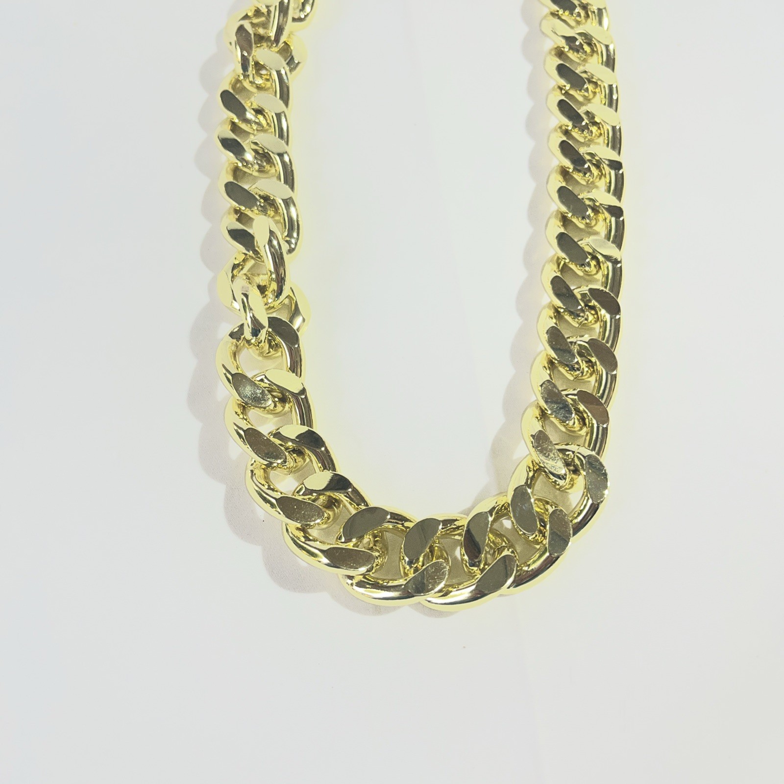 Yellow Gold Plate 20mmmm Wide Thick Curb Adjustable Link Chain Necklace