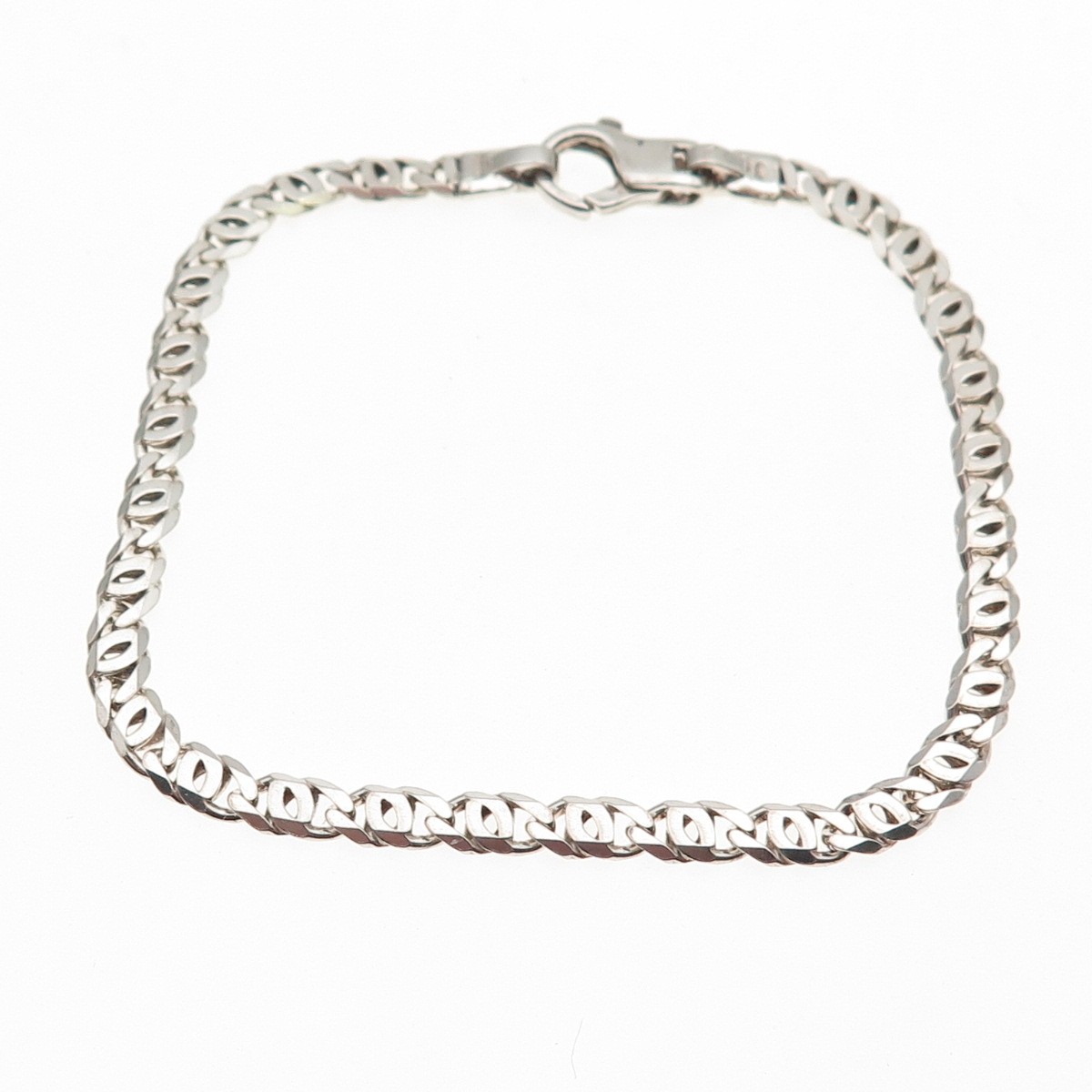 925 Sterling Silver Vintage Italy Anchor Mariner Link Bracelet 7.5″