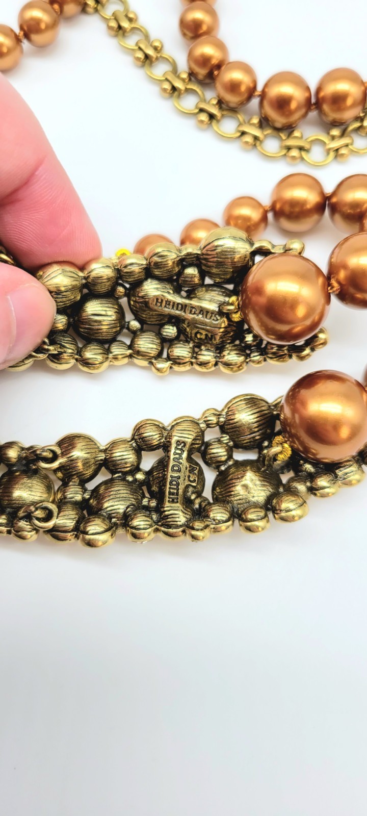Heidi Daus Gold Pearl and Diamond Swarovski Crystal Asymmetrical NECKLACE ONLY