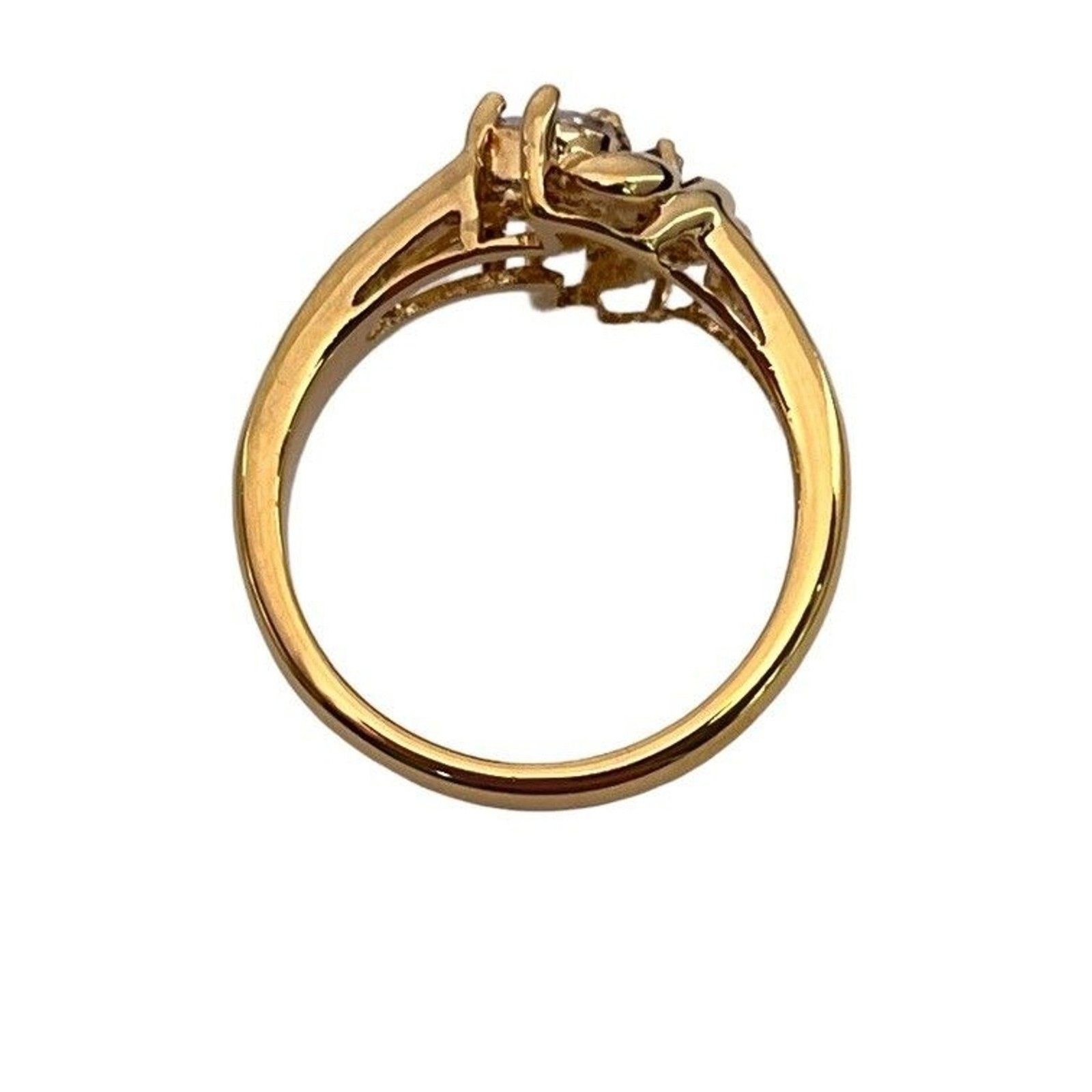 Vintage 1970s Ring Size 9 CZ Cluster Marquise Prong Set Gold Plated – 14I