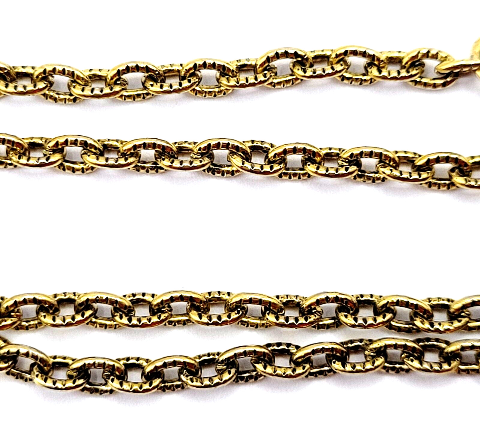 Renaissance Floral Triangle Filigree Pendant Necklace Gold Tone NO CLASP 24 Inch