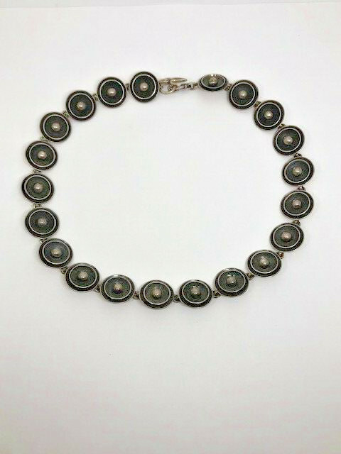 Vintage~Neils Erik FROM~ Modernist Denmark Sterling Beadwork Necklace 15″ / #798