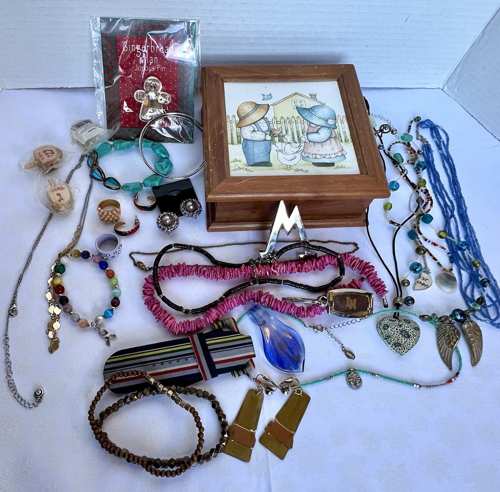 Jewelry Box With Jewelry Lot 1lb 8oz Vtg Ceramic Wood Box Jewelry & More!
