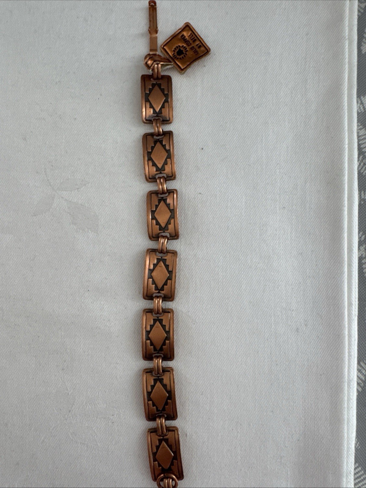 Vintage Bell Trading Post Solid Copper Bracelet Southwestern Geometric 1950s-Tag