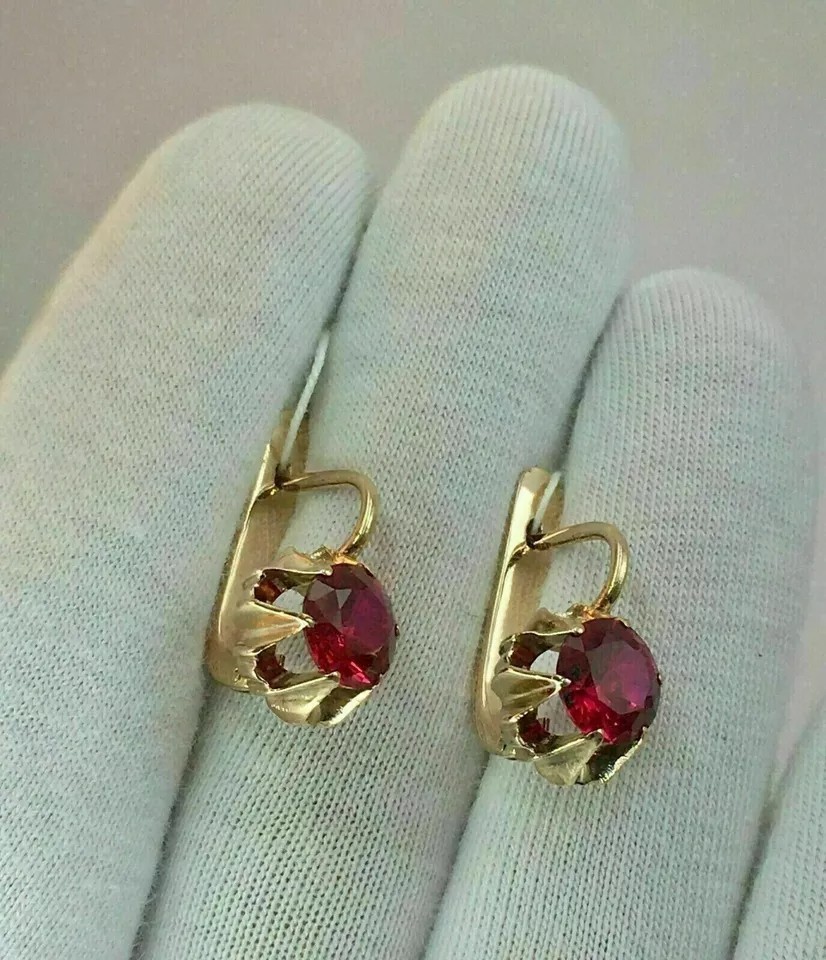Round Cut Lab Created Diamond Engagement Woman’s Earring 14K Yellow Gold Finish